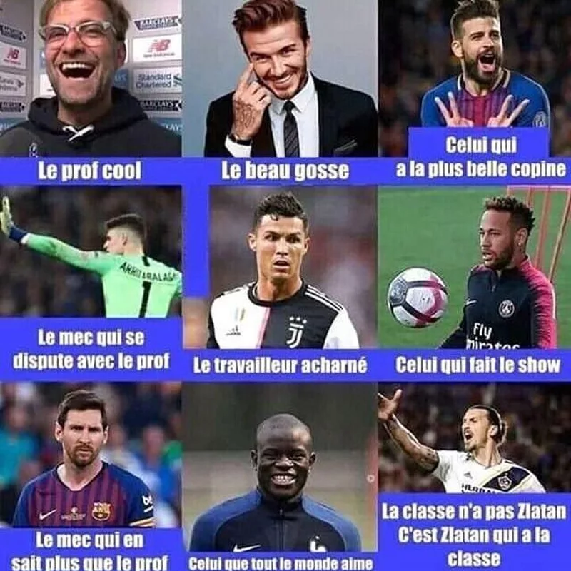 Toutes les classes ont ces personnages, version footballeurs